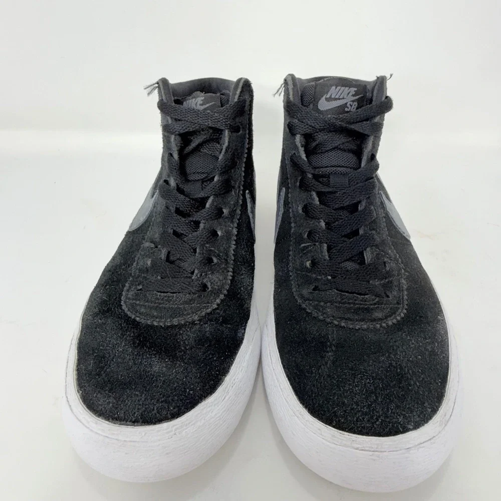 Nike SB Bruin High Black Dark Grey White Suede Skate Shoes 923112-001 Womens 7.5